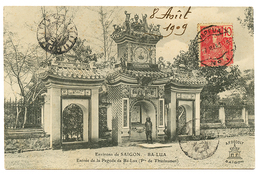 592 1909 INDOCHINE 10c Obl. VAPEUR N°1 Sur Carte Pour La FRANCE. Superbe. - Autres & Non Classés