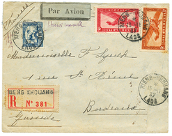 593 1937 INDOCHINE 15c+ 30c+ 36c Obl. XIENG-KHOUANG LAOS Sur Env. RECOM. PAR AVION Pour La FRANCE. TB. - Autres & Non Classés