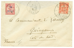 616 1912 MIXTE MAROC 10 S/ 10c Obl. TANGER + POSTES CHERIFIENNES 10c Obl. FES Sur Enveloppe Pour La FRANCE. Verso, Griff - Autres & Non Classés