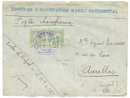 617 1913 POSTE CHERIFIENNES 5c(x2) Obl. MEKNES Sur Envelope De Militaire Pour La FRANCE. RARE. TTB. - Altri & Non Classificati