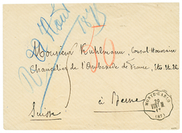 624 1875 Cachet Convoyeur MONTE-CARLO/VINT.M + Taxe 50 Sur Enveloppe Pour La SUISSE. RARE. Superbe. - Altri & Non Classificati