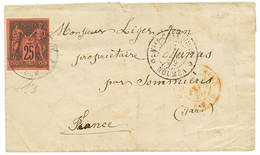 631 1879 COLONIES GENERALES 25c SAGE Noir Sur Rouge TTB Margé Obl. NOUMEA Sur Lettre Pour La FRANCE. TTB. - Andere & Zonder Classificatie