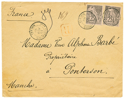 634 1888 COLONIES GENERALES 25c(x2) Obl. NOUMEA Sur Enveloppe RECOMMANDE Pour La FRANCE. Superbe. - Altri & Non Classificati