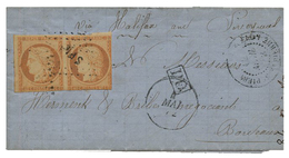 686 1872 COLONIES GENERALES Paire 40c CERES (touchée) Obl. SPM Sur Lettre Avec Texte De ST PIERRE ET MIQUELON Via HALIFA - Sonstige & Ohne Zuordnung