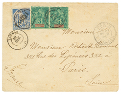 701 "TAIOHAE - MARQUISES" : 1896 15c Surch. TAHITI + Paire 5c Groupe Obl. TAIOHAE TAITI Sur Enveloppe Pour PARIS. RARE.  - Autres & Non Classés