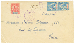 702 1907 10c + Paire 15c Obl. PAPEETE TAHITI En Violet + Cachet Provisoire R Sur Env. RECOM. Pour PARIS. TTB. - Autres & Non Classés