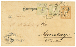 719 AUSTRIA : 1888 P./Stat 2k + 3k(x2) Canc. GABLONZ To BOMBAY. Small Fault. Rare 8k Rate To INDIA. Vf. - Andere & Zonder Classificatie