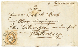 726 1873 15 SOLDI Canc. ALEXANDRIEN (rare Type) On Entire Letter To WURTTEMBERG. RARE. Vvf. - Oostenrijkse Levant