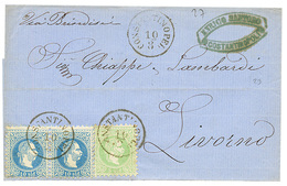 739 1872 3s + 10s(x2) Canc. CONSTANTINOPEL On Cover Via BRINDISI To ITALY. Vvf. - Oostenrijkse Levant