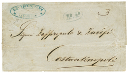 742 1852 Rare Turkish Maritime Cachet P.P + "3" Tax Marking On Cover(no Text) Datelined "SALONIQUE 8 Sept. 1852" To CONS - Levant Autrichien