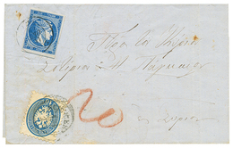 745 SCIO-CSEME : 1865 LOMB. VENETIA 10s Canc. SCIO-CESME + GREECE 20l On Entire Letter To SYRA. Vf. - Oostenrijkse Levant