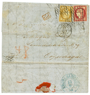 757 1852 FRANCE FIRST ISSUE 1F + 10c Canc. On Entire Letter From PARIS Via HAMBURG To COPENHAGUE (DENMARK). Stamps With  - Deens West-Indië