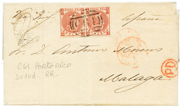 779 1875 Paire 10d(1 Stamp With Light Crease) Canc. C61 + PORTO-RICO PAID On Entire Letter To SPAIN. Vf. - Sonstige & Ohne Zuordnung