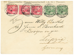 787 PETCHILI : 1901 GERMANIA 5pf(PVb)x2+ 10pf(PVc)x3 Canc. TIENTSIN On Envelope To GERMANY. Signed STEUER. Rare. Superb. - Other & Unclassified