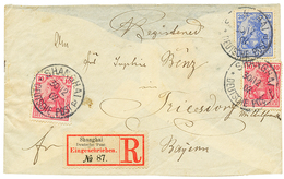 788 PETCHILI : 1902 GERMANIA 10pf(Pvc)x2 + 20pf(Pvd) Canc. SHANGHAI On REGISTERED Envelope To BAVARIA. Signed STEUER. Vf - Other & Unclassified