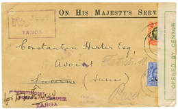 803 1918 GEA 15c + 25c Canc. TANGA On REGISTERED Envelope + British Gren CENSOR LABEL To SWITZERLAND. Verso, PASSED BY C - Other & Unclassified