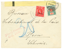 806 1919 GEA 6c Canc. TANGA + PASSED CENSOR / C.T DSM In Red + Large Yellow CENSOR LABEL On Envelope To SWITZERLAND Taxe - Other & Unclassified