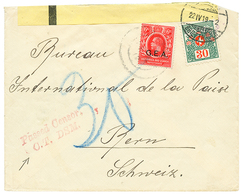 806 1919 GEA 6c Canc. TANGA + PASSED CENSOR / C.T DSM In Red + Large Yellow CENSOR LABEL On Envelope To SWITZERLAND Taxe - Altri & Non Classificati