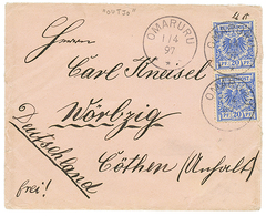 809 "OUTJO Precursor" : 1897 VORLAUFER 20pf(x2) Canc. OMARURU On Envelope From OUTJO To GERMANY. The Post Office Of OUTJ - Altri & Non Classificati