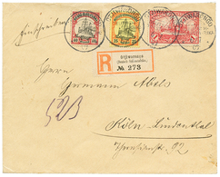 812 1909 25pf+ 40pf+ 1 MARK Canc. OTJIVARONGO On REGISTERED Envelope(1 Flap Missing) To GERMANY. Vf. - Other & Unclassified