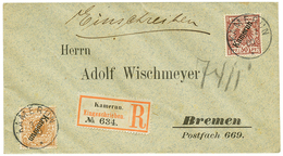 817 1900 3pf + 50pf Canc. KAMERUN On REGISTERED Envelope To BREMEN. Vvf. - Autres & Non Classés