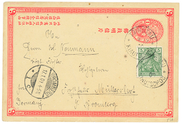 821 1900 CHINA P./Stat 1c + GERMANY 5pf Germania(MITLAUFER) Canc. TSINGTAU KIAUTSCHOU To GERMANY. RARE. Vvf. - Other & Unclassified