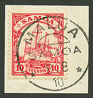 850 SAMOA : 1910 10pf Canc. MALUA On Piece. Superb. - Other & Unclassified