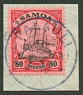 851 SAMOA : 80pf Canc. PALAULI On Piece. Scarce. Vvf. - Altri & Non Classificati