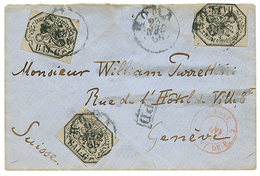 875 PAPAL STATES : 1866 6B (x3) Canc. ROMA On Envelope To GENEVE SWITZERLAND. Vf. - Non Classificati