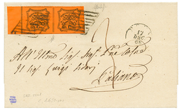 876 PAPAL STATES : 1868 Superb Pair 10c(n°17) On Cover From ROMA To PALIANO. Signed BOLLAFI. Vvf. - Non Classificati