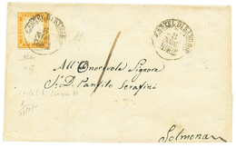 884 1862 10c (n°14Dg) With 4 Large Margins Canc. CASTEL DI SANGRO On Cover To SOLMONAR. Scarce. Superb. - Non Classificati