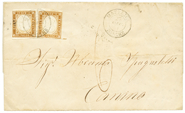 885 "MATELICA" : 1862 10c (n°14Dca)x2 Canc. MATELICA MARCHE On Cover To CANINO. Very Rare Cancellation. Vf. - Non Classificati