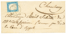 892 "CUNEO" : 1855 SARDINIA 20c(n°15) Canc. CUNEO 10 Ago 55 On Cover To CHAMBERY. RARE(Sass. = 6250€). Vf. - Non Classés