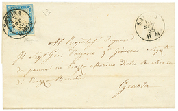 894 1855 SARDINIA 20c(n°15) 4 Margins Canc. SAVONA 15 SET 55 On Cover To GENOVA. DIENA Certificate(1987). Vf. - Unclassified