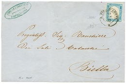 898 1857 SARDINIA 20c(n°15) 4 Margins Large Canc. S.PIER D'ARENA On Cover To BIELLA. Superb. - Ohne Zuordnung