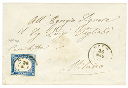 909 1861 20c(n°15Db Canc. CREMA On Envelope To MILANO. Vf. - Non Classés