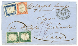 912 1857 SARDINIA Paire 5c(n°13A) + 20c(n°15A) With Large Margins + 40c(n°16A) Fault Canc. TORINO On Cover To NAPOLI. Ni - Non Classés