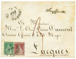 923 TOSCANY : 1861 1c + 4c Fault Canc. LIVORNO + "3" Tax Marking + INSUFFICIENTE On Envelope To LUCQUES. Vf. - Non Classés