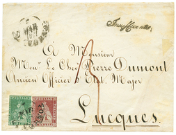 923 TOSCANY : 1861 1c + 4c Fault Canc. LIVORNO + "3" Tax Marking + INSUFFICIENTE On Envelope To LUCQUES. Vf. - Non Classificati