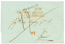 925 1840 VIA DI NIZZA + S.ROQUE/AND.BAXA On Entire Letter From GIBRALTAR To GENOVA. Vvf. - Non Classés