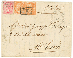 927 1864 ITALY 10c(x2) + 40c Canc. PIROSCAFI POSTALI ITALIANI + ALESSANDRIA D'EGITTO On Entire Letter With Superb Illust - Zonder Classificatie