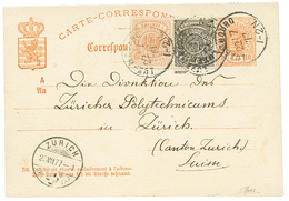 929 LUXEMBOURG : 1877 POSTAL STATIONERY 10c + 1c + 2c(perf. 13) Canc. LUXEMBOURG To SWITZERLAND. RARE. LARS BÖTTGER Cert - Autres & Non Classés