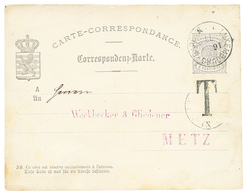 930 LUXEMBOURG : 1877 P./Stat 5c + "T" Tax Marking (stamp Lost) To METZ. Scarce. Vvf. - Andere & Zonder Classificatie