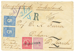 943 NETH. INDIES : 1899 5c(x2) + 25c+ 50c Canc. Straight Line Cachet PERBADENGAN On REGISTERED Envelope To SWITZERLAND.  - Other & Unclassified