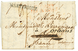 945 1817 COLONIES PAR LE HAVRE In Red + MARTINIQUE Applied In Transit On Entire Letter Datelined "SURINAME" To FRANCE. R - Other & Unclassified