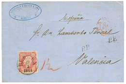 947 NORWAY : 1861 8 Sk Canc. BERGEN + P.P On Entire Letter (printed Matter) To VALENCIA(SPAIN). Superb. - Autres & Non Classés