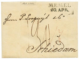 957 1831 MEMEL /20.APR + 130 Tax Marking On Entire Letter From LIBAU To NETHERLANDS. Superb. - Autres & Non Classés