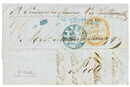 958 RUSSIA To PORTUGAL : 1854 "420" Blue Tax Marking + PORTO+ TREGMORTON.ST In Blue + "Pr PENINSULAR STEAMER Via SOUHAMP - Sonstige & Ohne Zuordnung