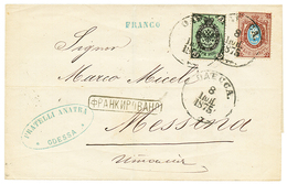 974 1875 3k + 10k Canc. ODESSA On Cover To ITALY. Verso, POSTAL WAGON 47-48. Superb. - Other & Unclassified