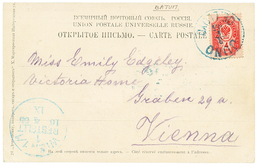 983 "BATUM" : 1905 RUSSIA 4k Canc. JUNO OE LLOYD In Blue On Card From BATUM To AUSTRIA. RARE. Vvf. - Altri & Non Classificati